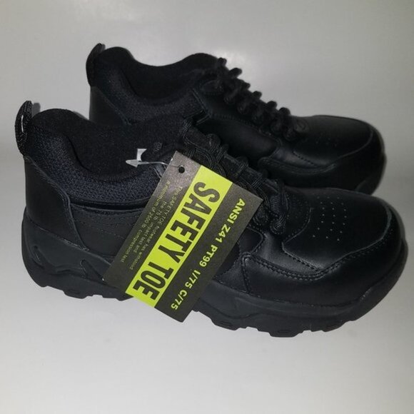 NEW Safety Toe Black Shoes Work ANSI Z41 PT99 ~ Men's Size 7 /Approx Women's 8.5 - Picture 1 of 12